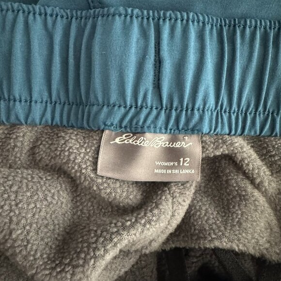 Eddie Bauer Fleece Lined Jogger Pull On Pants Womens Size 12 Teal Solid PT-2652 - Picture 9 of 13